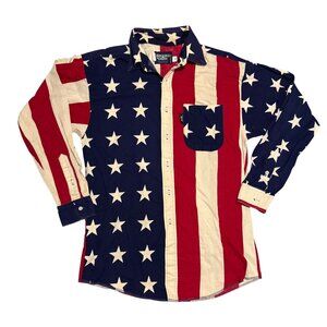 Brooks & Dunn Men's Size M Panhandle Slim Long Sleeve American Flag Shirt